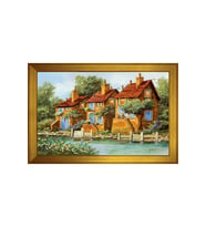 Manzara Temalı Kanvas Tablo 50 x 70 cm Gold Çerçeve