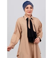 Lacivert Pratik Hazır Geçmeli Tesettür Bone Sandy Kumaş Taşlı 1456_02