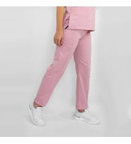 Unisex Açık Pudra  Esnek Likralı Doktor Hemşire Aşçı Tek Alt  Pantolon (Açık Pembe)