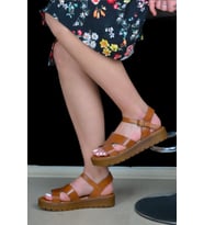 KADIN SANDALET HAKİKİ DERİ TABA RENK