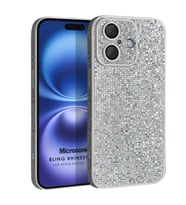Microsonic Apple iPhone 16 Kılıf Bling Rhinestones Gümüş (Gümüş)