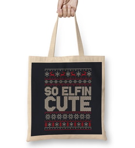 So Elfin Cute Christmas Knit Pattern Bez Çanta Uzun Saplı