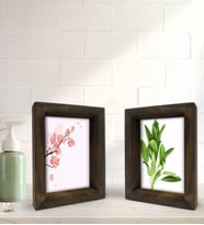Bk Gift Banyo Dekoratif 2'li Doğal Masif Ahşap Çerçeve 15x20cm-18 (Beyaz)