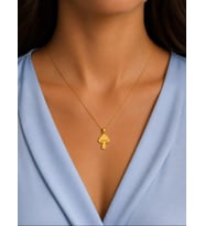 Kişiye Özel Minimal Mantar Figürlü Kolye 925K Gümüş (Gold)