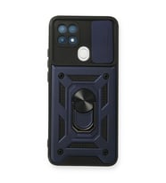 Oppo A15 Kılıf Pars Lens Yüzüklü Silikon - Lacivert