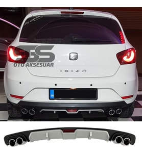 Seat İbiza Difüzör Arka Tampon Eki 4 Egzoz Çıkışlı Gri