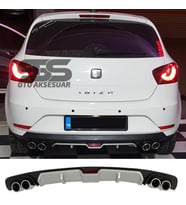 Seat İbiza Difüzör Arka Tampon Eki 4 Egzoz Çıkışlı Gri