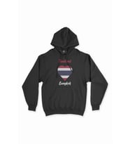 Bangkok Tayland Bayraklı Kalpli Siyah Sweatshirt Hoodie