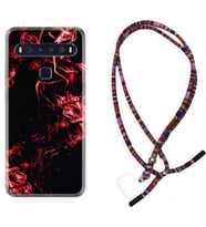 TCL 10L 10 Plus 10SE 20E 20SE 30 L7 Kılıf Boyun Asklı Rasta Silikon Red Smoke 1745