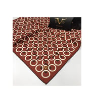 Geometrik Desen Black Seri Twill Eşarp Eşarp Askısı ile Birlikte 90x90 cm Bordo-