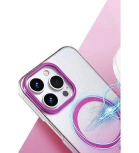 Newface Apple iPhone 15 Pro Max Glossy Magsafe Kapak - Mor