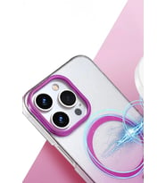 Newface Apple iPhone 15 Pro Max Glossy Magsafe Kapak - Mor