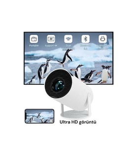 Taşınabilir HD Projeksiyon Cihazı, iOS ve Android ile uyumlu, yüksek kaliteli görüntü