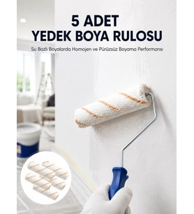 5’li Mini Rulo Boya Seti Duvar Tavan Emülsiyon Uygulama