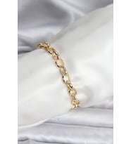 14K Gold Renk Kaplama Lazerli Zincir Model CM Kadın Bileklik 5886 - HPSBYI9592-3035