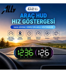 Ally HUD G26 GPS Head Up Display HUD Dijital Hız Göstergesi-(5775) — Renk: Siyah