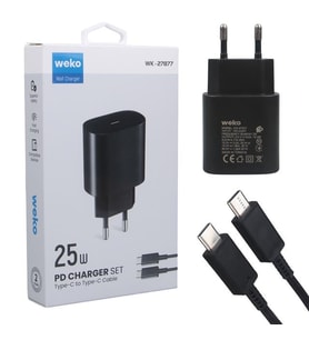 Note10 Siyah 25 Watt Şarj Başlık Adaptörü + Type-C To Type-C Kablo (4767)