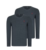 İKİLİ SET T8587 DEWBERRY V YAKA ERKEK SWEATSHIRT-ANTRASİT-ANTRASİT
