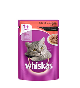 Whiskas Sığır Etli Pouch Yetişkin Kedi Yaş Maması 6 x 100 Gr.