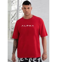 Unisex Alpha Baskılı T-shirt (Kırmızı)