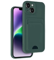 Newface Apple iPhone 14 Kılıf Kelvin Kartvizitli Silikon - Koyu Yeşil