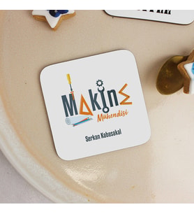 Kişiye Özel Makine Mühendisine Hediye Bardak Altlığı