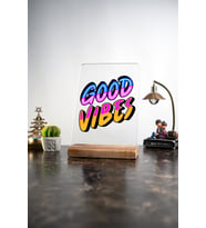 Ev Good Vibes Arkadaşa Masa Dekoratif Ahşap Obje
