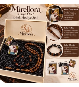 Mirellora Kişiye Özel Erkek Hediye Seti – Fotoğraflı Çakmak Kuka Tesbih ve Bileklik