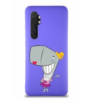 Xiaomi Mi Note 10 Lite Soft Premier Kapak Pearl Yengeç Tasarımlı Silikon Kılıf - Mor (Şeffaf)