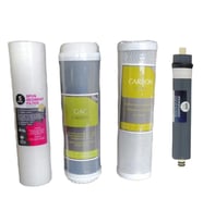 Açık Kasa Su Arıtma Filtresi 4 Lü Set 10" inch 3 Ön Filtre Kömür Granül Aktif Karbon Filtre Aqualine Platinum 1812 Membran 80 GPD