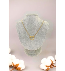 Gold Renkli Kıvrımlı Minimal Çelik Kalp Kolye (Altın)