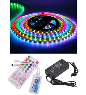 5 Metre 12V Dış Mekan 60 Pixel Ledli SP611E Tek Çıkışlı Sese ve Müziğe Duyarlı 5A Plastik Adaptörlü