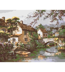 Taş Köprü Sayılarla Boyama Seti 40x 50 cm ( Tuval Şasesine Gerili)