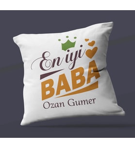 Kişiye Özel Dünya'nın En Yakışıklı Babası Tasarımlı Saten Kare Yastık (Beyaz)