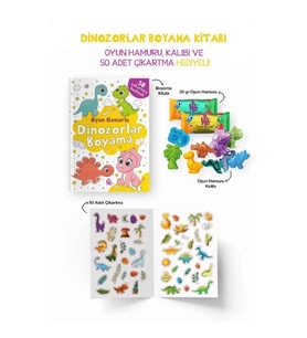 Dinozorlar Boyama Kitabı - Oyun Hamurlu - 3 Yaş +