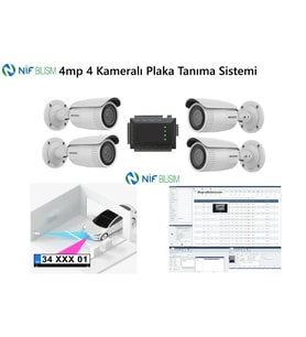Nif Bilişim Hikvision 4mp 4 Kameralı Plaka Tanıma Sistemi Yazılım Ve Kontrol Paneli Dahil Set (Beyaz)