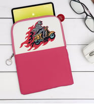BK Gift Motorcu İskelet Tasarımlı Taşınabilir Koruyucu Tablet Kılıfı & Organizer Çanta - Pembe-1