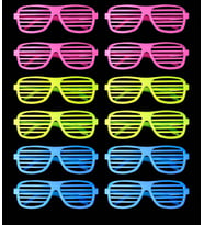 Retro Neon Fosforlu Panjur Gözlük - 12 Adet