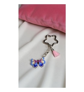 Miyuki Boncuk El Yapımı Mavi Kelebek Anahtarlık/Çanta Süsü