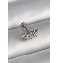 316L Çelik Gümüş Renk Dal Model Zirkon Taş Detaylı Tragus Piercing 5886 - SSSSSS4996-8727