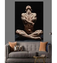 Zayıf Kadın Oturuyor Sanat Dekoratif Kanvas - Mdf Ahşap Tablo