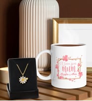BK Gift Kişiye Özel İsimli Anneler Günü  Beyaz Kupa ve Papatya Kolye Hediye Seti, Anneler Günü Hediyeleri, Anneye Hediye-7