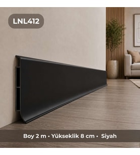 Linela Suya Dayanıklı Pvc Süpürgelik 8 cm - Siyah - LNL412