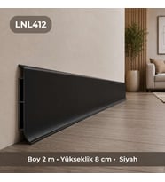Linela Suya Dayanıklı Pvc Süpürgelik 8 cm - Siyah - LNL412