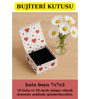 Takı Kutusu  10 Adet Süngerli Kutu - Küpe Anahtarlık Bujiteri Kutusu - Büyük Kalpler (Pembe)