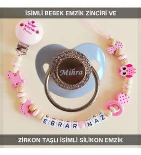 Sahi Aksesuar İsimli Bebek Emzik Zinciri ve Bebek Silikon Emzik BEZYI165
