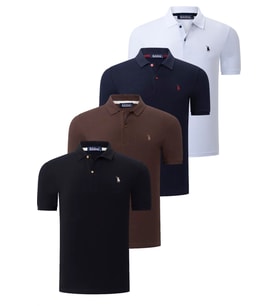 DÖRTLÜ SET T8561 DEWBERRY ERKEK T-SHIRT-SİYAH-BEYAZ-LACİVERT-KAHVE (Karışık)