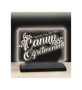 Öğretmenler Günü Işıklandırma Led Gece Lambası Öğretmenimize Özel (Krem)