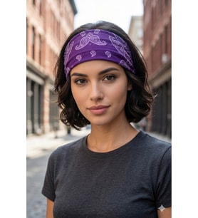 Mor Paisley Desenli Çok Amaçlı Bandana & Boyunluk – Esnek Polyester Unisex