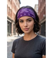 Mor Paisley Desenli Çok Amaçlı Bandana & Boyunluk – Esnek Polyester Unisex